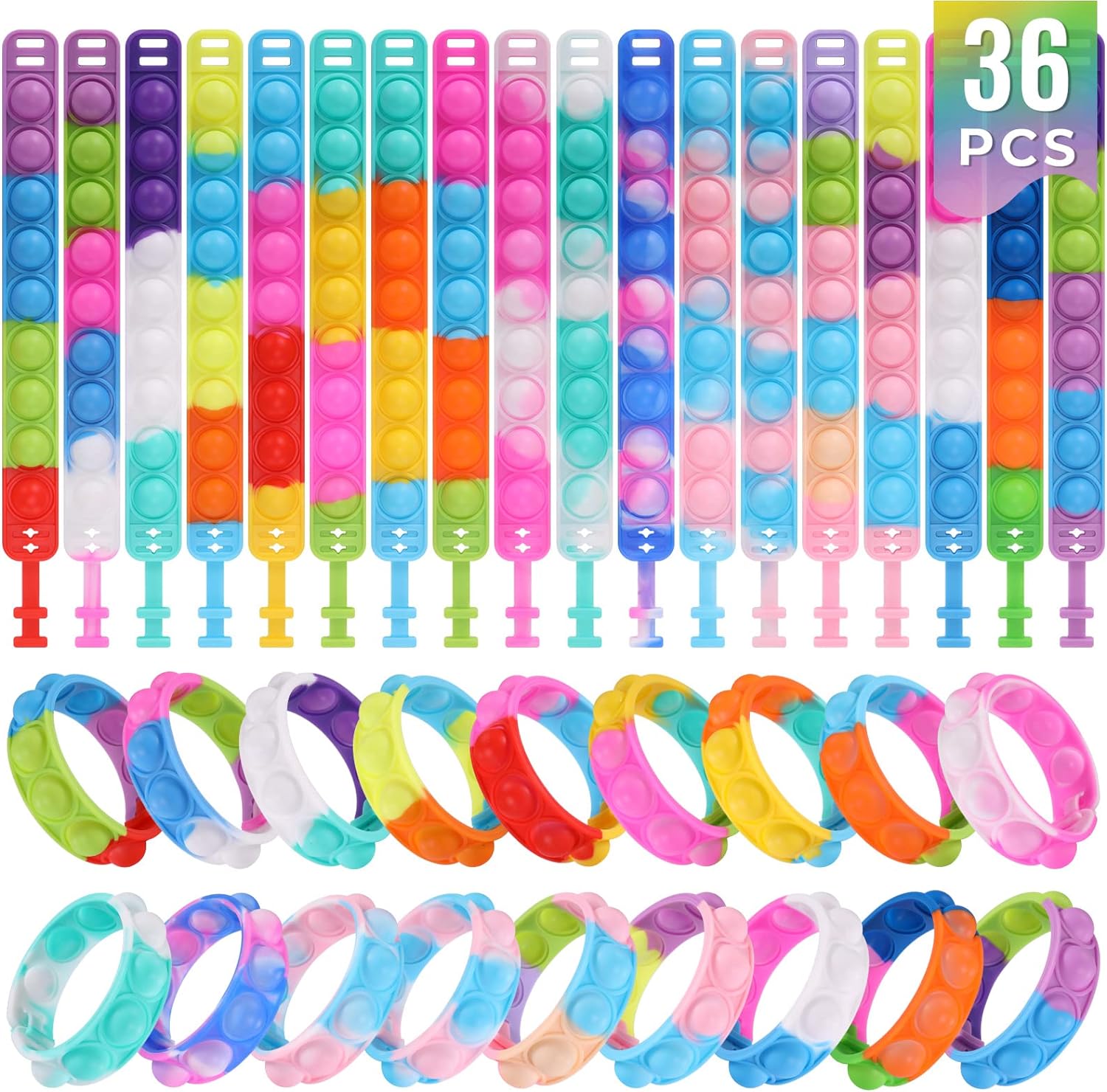 36 Pack Pop Fidget Toys Bulk Its Fidget Bracelet It Birthday Party Favors for Kids 4