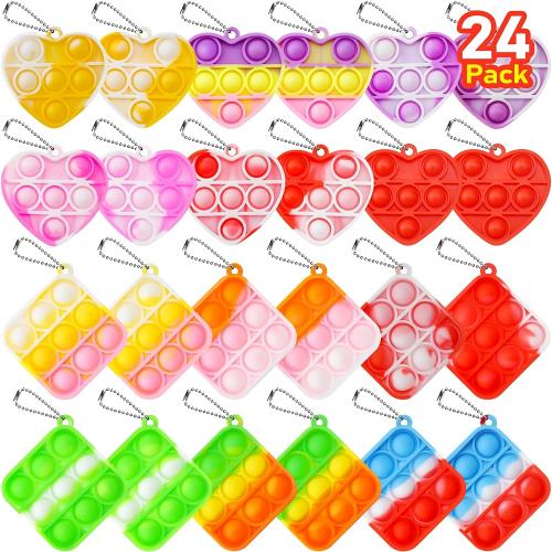120 Pcs Pop Bubble Fidget Bracelets Bulk Pack - Silicone Stress Relief Toys For Kids Party Favors