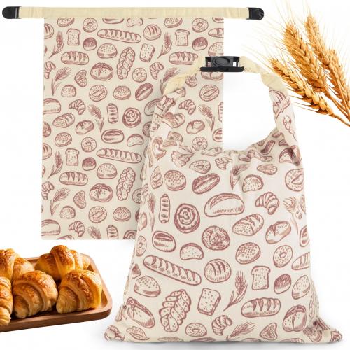 2 PACK Beeswax Sourdough Bread Bags for Homemade Bread, Reusable Cotton Beeswax Bread Bag Portable Waxed Storage All Natural Bees Wax Linen Bag Keep Fresh,13